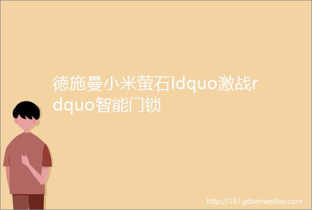 徳施曼小米萤石ldquo激战rdquo智能门锁